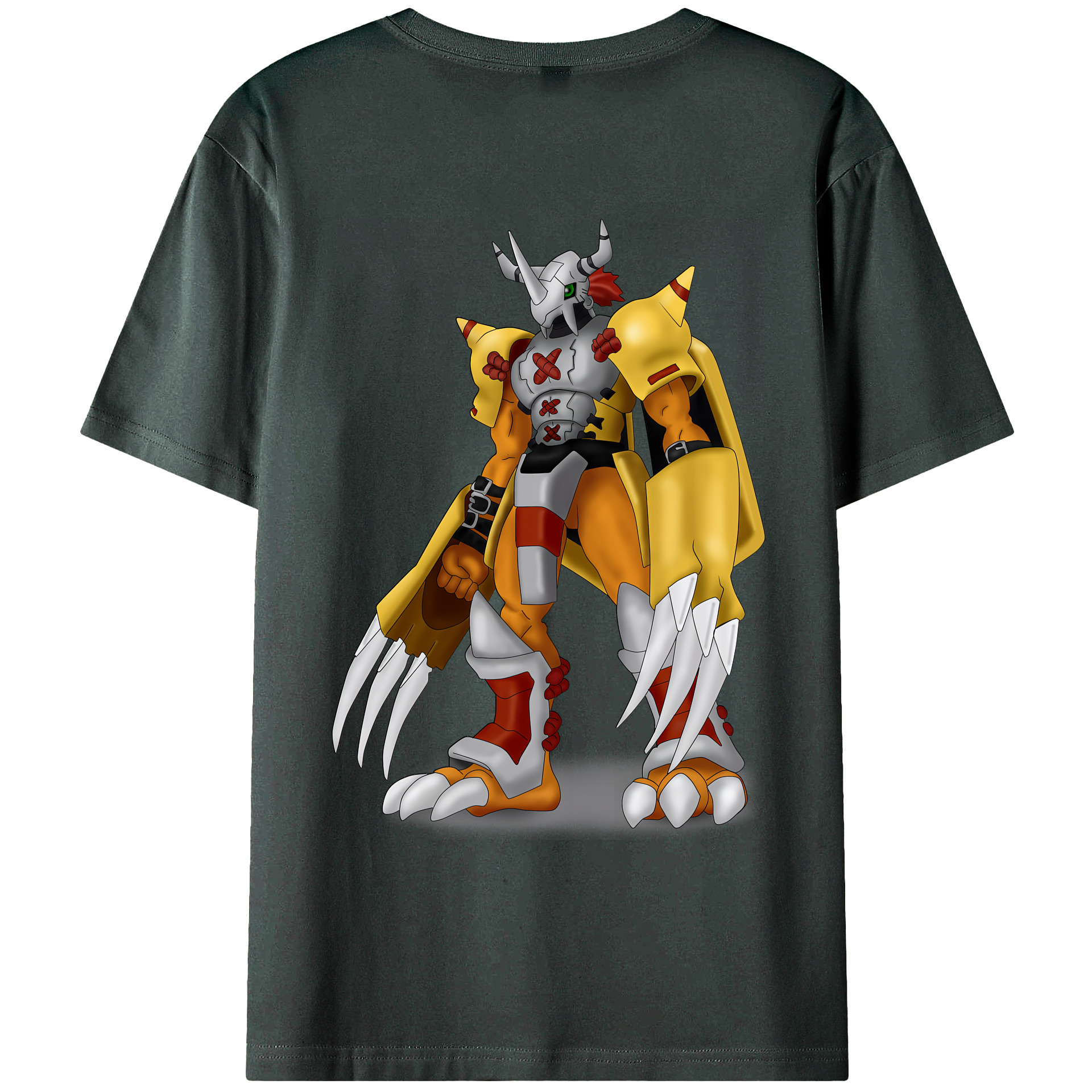 （画像用） Digimon デジタルモンスター/デジモン 綿100％ メンズ半袖Tシャツ（バックプリント） 通気性